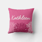 ピンクかわいらしフローラトリオ（名前あり） クッション (裏面)