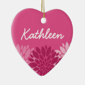 ピンクかわいらしフローラトリオ（名前あり） セラミックオーナメント (右)