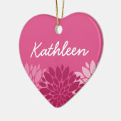 ピンクかわいらしフローラトリオ（名前あり） セラミックオーナメント (左)