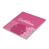 ピンクかわいらしフローラトリオ（名前あり） タイル (側面)