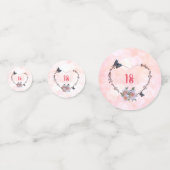 ピンクかわいらしフローラハッピー18誕生日デザイン コンフェッティ (裏面)