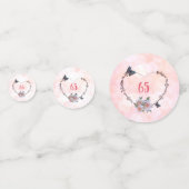ピンクかわいらしフローラハッピー65th誕生日デザイン コンフェッティ (裏面)