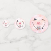 ピンクかわいらしフローラハッピー95th誕生日デザイン コンフェッティ (裏面)