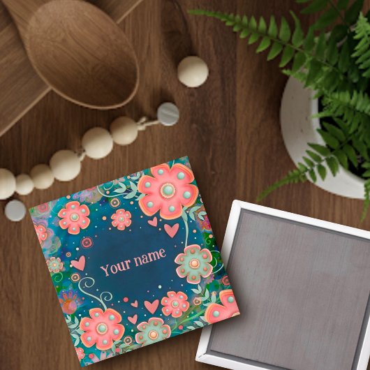 ピンクかわいらしフローラハートカスタマイズの感光 マグネット