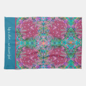 ピンクかわいらしフローラハートパターカスタムン引用文 キッチンタオル (横)