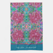 ピンクかわいらしフローラハートパターカスタムン引用文 キッチンタオル (縦)