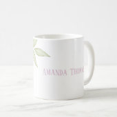 ピンクかわいらしフローラバラシンプルミニマリストフラワー コーヒーマグカップ (正面右)