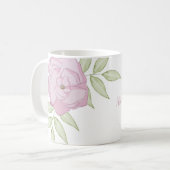 ピンクかわいらしフローラバラシンプルミニマリストフラワー コーヒーマグカップ (正面左)