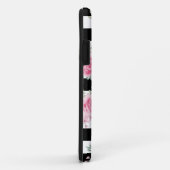 ピンクかわいらしフローラバラブラックストライプ Case-Mate iPhoneケース (裏面/右)