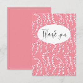 ピンクかわいらしフローラフラットサンキューカード サンキューカード