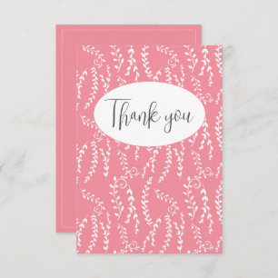 ピンクかわいらしフローラフラットサンキューカード サンキューカード