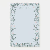 ピンクかわいらしフローラフレーム名前をカスタムするメモ帳 ポストイット (正面)