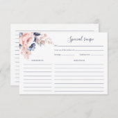 ピンクかわいらしフローラブライダルシャワーレシピ エンクロージャーカード (正面/裏面)