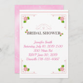 ピンクかわいらしフローラブライダルシャワー 招待状 (正面/裏面)