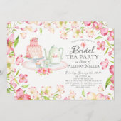 ピンクかわいらしフローラブライダルティーパーティの招待状 招待状 (正面/裏面)
