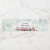 ピンクかわいらしフローラブーケ淡い色のオンティール（緑がかった色）結婚ズ ペットボトルラベル (シングルラベル)