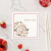 ピンクかわいらしフローラベビーガール赤ちゃんシャワー スタンダードカクテルナプキン (インサイチュ)