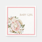 ピンクかわいらしフローラベビーガール赤ちゃんシャワー スタンダードカクテルナプキン (正面)