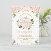 ピンクかわいらしフローラホワイトカボチャ誕生日 招待状 (スタンド正面)