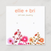 ピンクかわいらしフローラボーホスタッドイヤリングディスプレイ スクエア名刺 (正面)