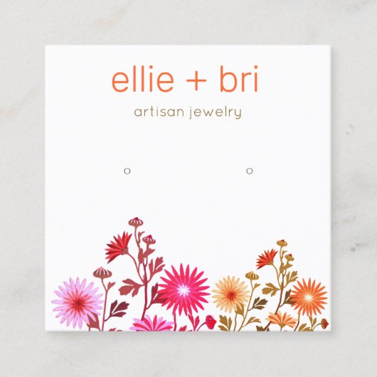 ピンクかわいらしフローラボーホスタッドイヤリングディスプレイ スクエア名刺 (正面)