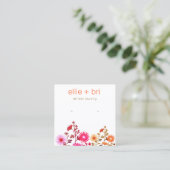 ピンクかわいらしフローラボーホスタッドイヤリングディスプレイ スクエア名刺 (スタンド正面)