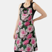 ピンクかわいらしフローラボーホ緑のパターン エプロン (インサイチュ)