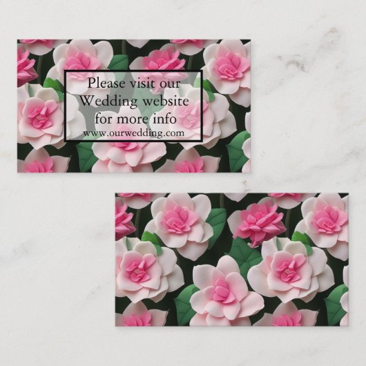 ピンクかわいらしフローラボーホ緑のパターン エンクロージャーカード (正面/裏面)