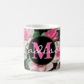 ピンクかわいらしフローラボーホ緑のパターン コーヒーマグカップ (中央)