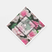 ピンクかわいらしフローラボーホ緑のパターン スタンダードランチョンナプキン (角)