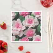 ピンクかわいらしフローラボーホ緑のパターン スタンダードランチョンナプキン (インサイチュ)