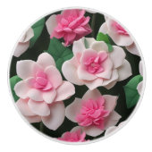 ピンクかわいらしフローラボーホ緑のパターン セラミックノブ (正面)