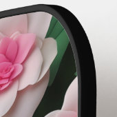 ピンクかわいらしフローラボーホ緑のパターン ピックルボールラケット (左詳細)