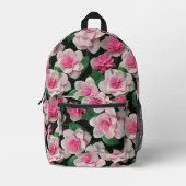 ピンクかわいらしフローラボーホ緑のパターン プリントバックパック (正面)