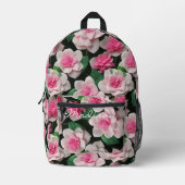 ピンクかわいらしフローラボーホ緑のパターン プリントバックパック (正面)