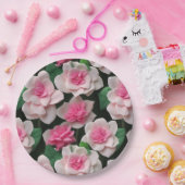 ピンクかわいらしフローラボーホ緑のパターン ペーパープレート (パーティー)