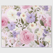 ピンクかわいらしフローラメドレラッピング紙 ラッピングペーパー (フラット)