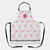 ピンクかわいらしフローラモノグラムオールオーバープリントエプロン エプロン (正面)