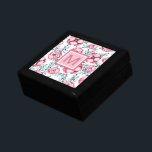 ピンクかわいらしフローラモノグラムホワイト ギフトボックス<br><div class="desc">ピンクかわいらしの花柄の背景を特徴とするギフトボックス。好みのモノグラムでパーソナライズ。</div>