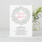 ピンクかわいらしフローラリースガールズベビーシャワー 招待状 (スタンド正面)