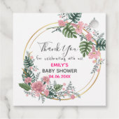 ピンクかわいらしフローラリースサンキューベイビーシャワー フェイバータグ (裏面)