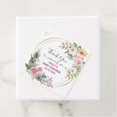 ピンクかわいらしフローラリースサンキューベイビーシャワー フェイバータグ (インサイチュ)