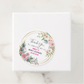 ピンクかわいらしフローラリースサンキューベイビーシャワー フェイバータグ (インサイチュ)