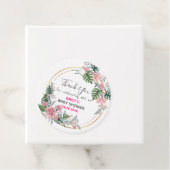 ピンクかわいらしフローラリースサンキューベイビーシャワー フェイバータグ (インサイチュ)