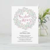 ピンクかわいらしフローラリースブライダルシャワー 招待状 (スタンド正面)