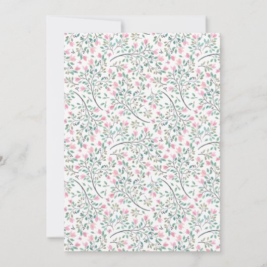 ピンクかわいらしフローラリースブライダルシャワー 招待状 (裏面)