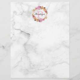 ピンクかわいらしフローラリースモノグラム