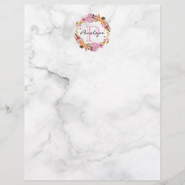 ピンクかわいらしフローラリースモノグラム (正面)