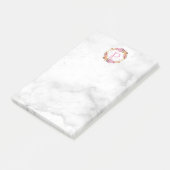 ピンクかわいらしフローラリースモノグラム ポストイット (アングル)