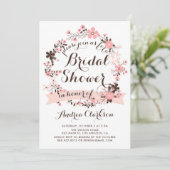 ピンクかわいらしフローラリース春ブライダルシャワー 招待状 (スタンド正面)